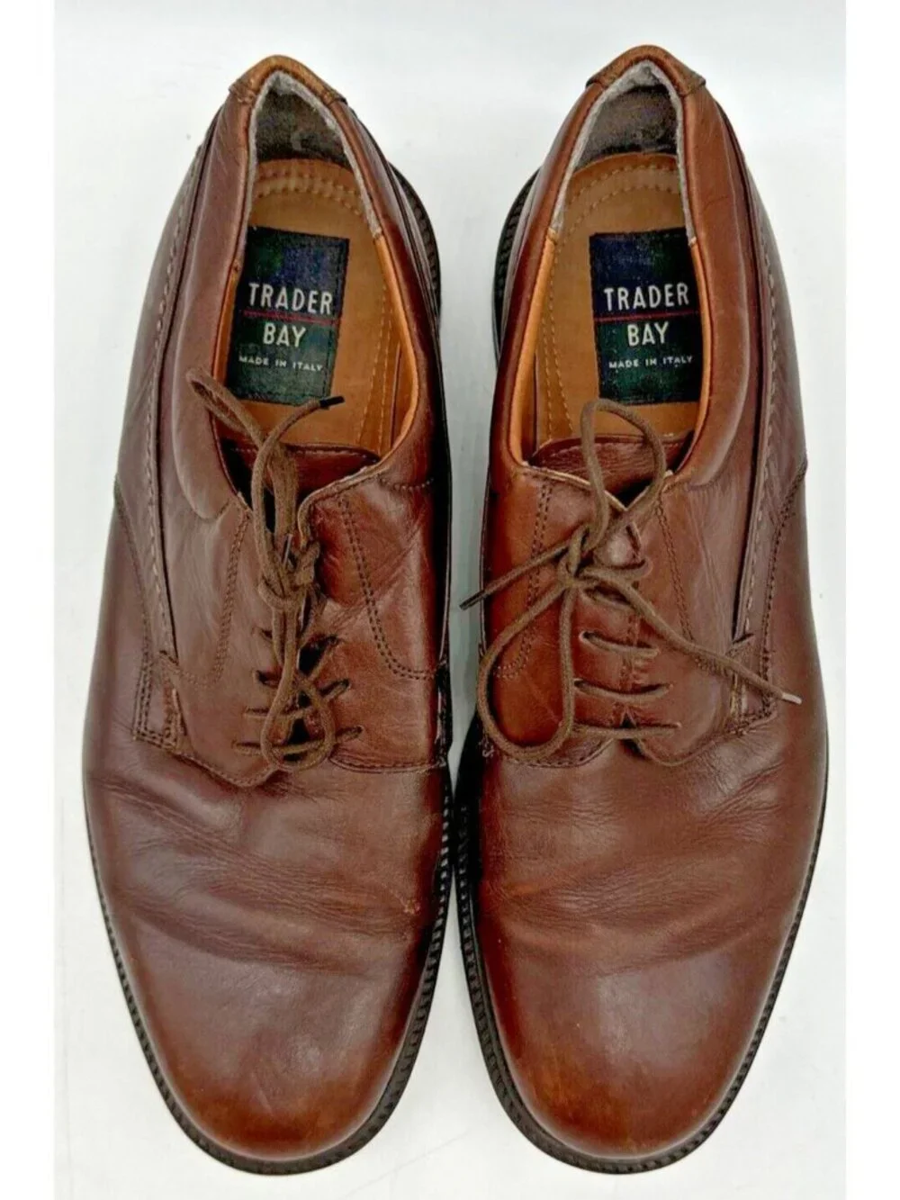 Trader Bay Mens Size 12D Brown Leather Lace Up Oxford Dress Casual Shoe- Italian